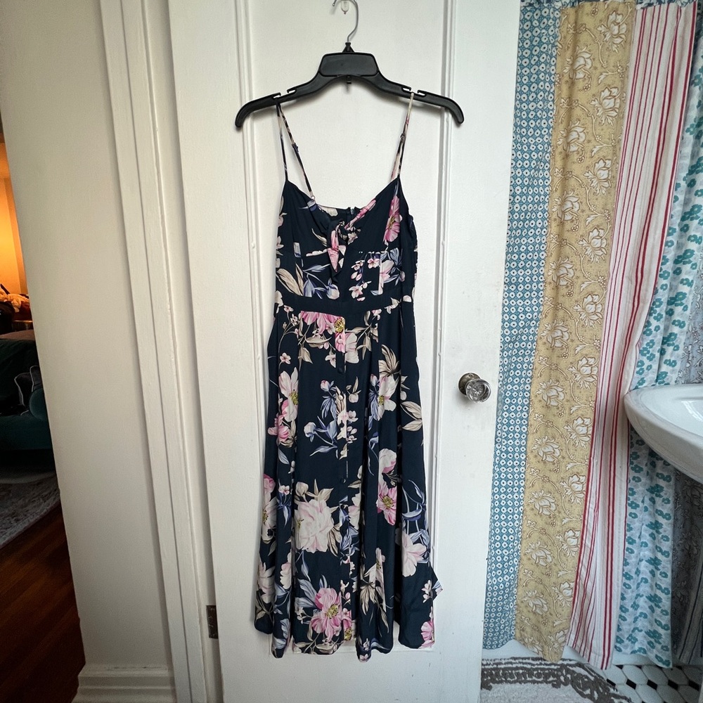 Work Once YUMI KIM Floral Navy Dress Sz XS